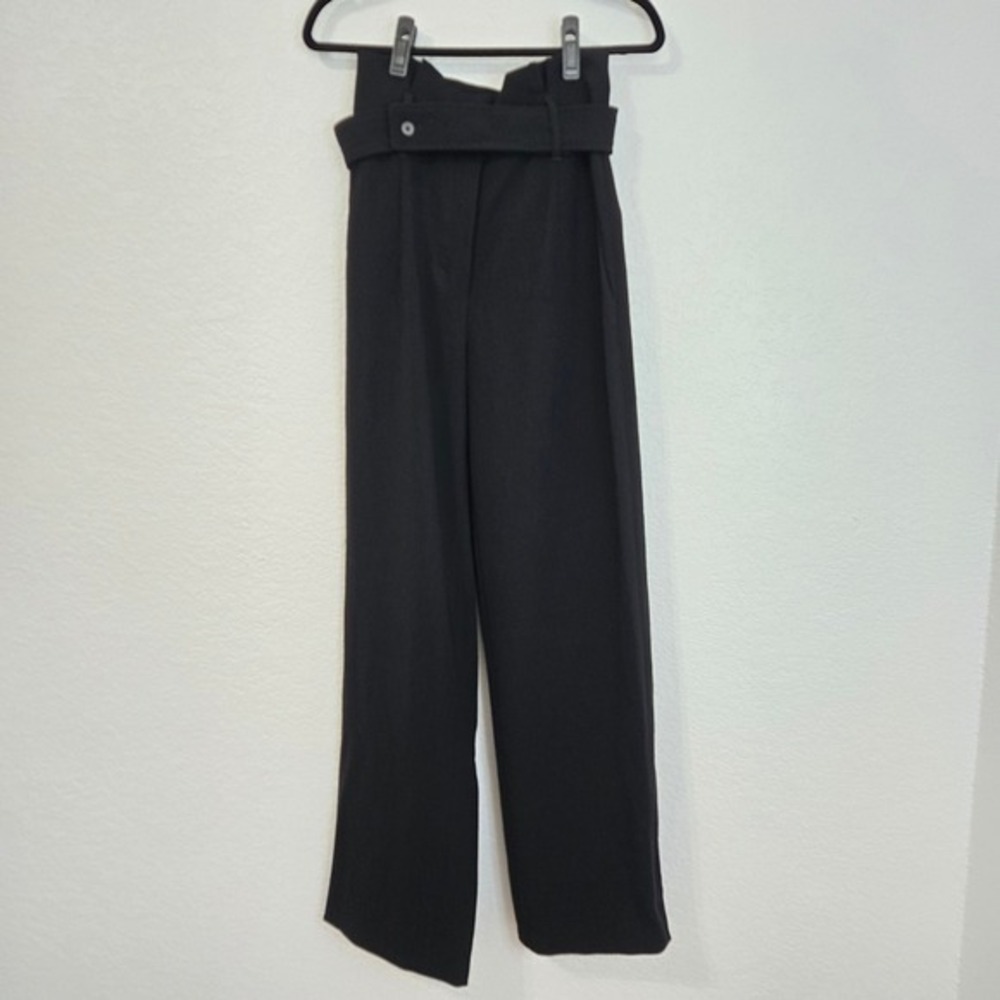 Babaton Black High Waisted Wide Leg Belted Trousers Pants Women's Size 6